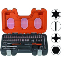 Sockets and bits set 4-13mm 46 pcs 1/4"