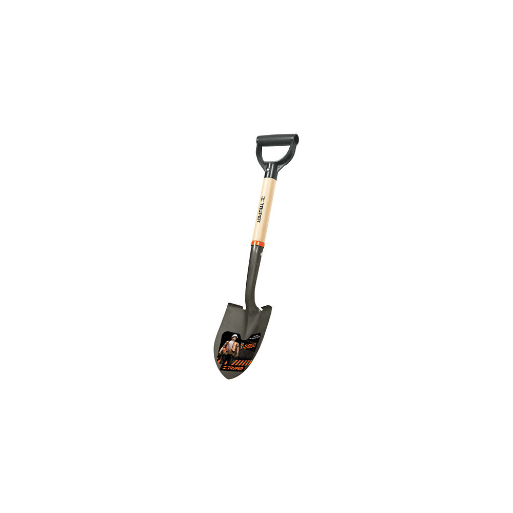 Small round point shovel 15x37cm, wooden shaft, plastic D-handle, 69cm, Truper®