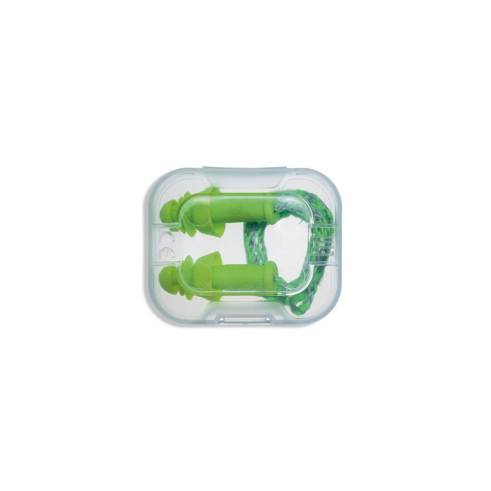 Reusable ear plugs with cord Uvex Whisper+, lime, SNR 27dB, size M, in a plastic mini box