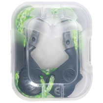 Reusable ear plugs with cord Uvex Xact-fit Multi, grey with lime cord , SNR 26dB, size M/L, in a plastic hygiene box