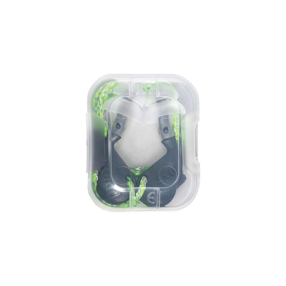 Reusable ear plugs with cord Uvex Xact-fit Multi, grey with lime cord , SNR 26dB, size M/L, in a plastic hygiene box