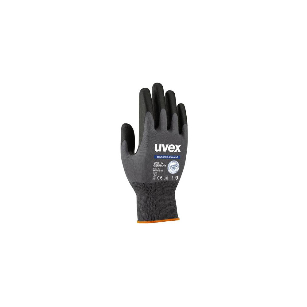 Safety gloves Phynomic Allround, polyamide/elastane with Aqua plymer coating for dry and slightly damp areas, grey, size 8