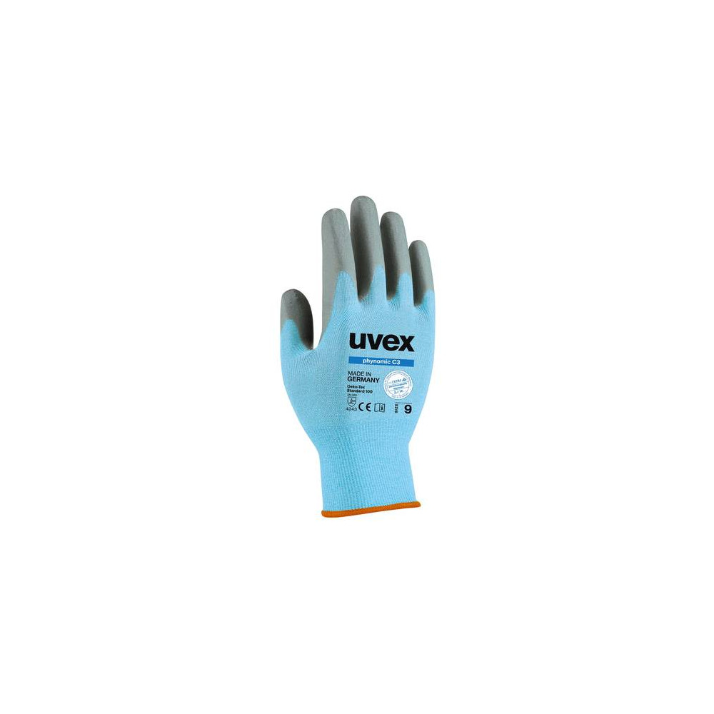 Safety gloves Uvex Phynomic C3, cut level 3, blue, size 7