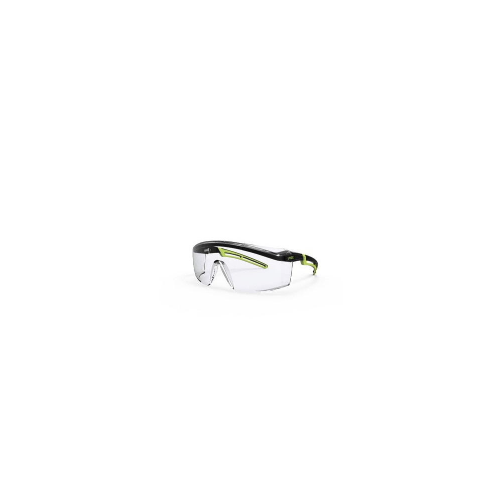 Safety glasses Uvex Astrospec 2.0, clear panorama lens, supravision excellence (anfi scratch, anti fog) coating, black/lime