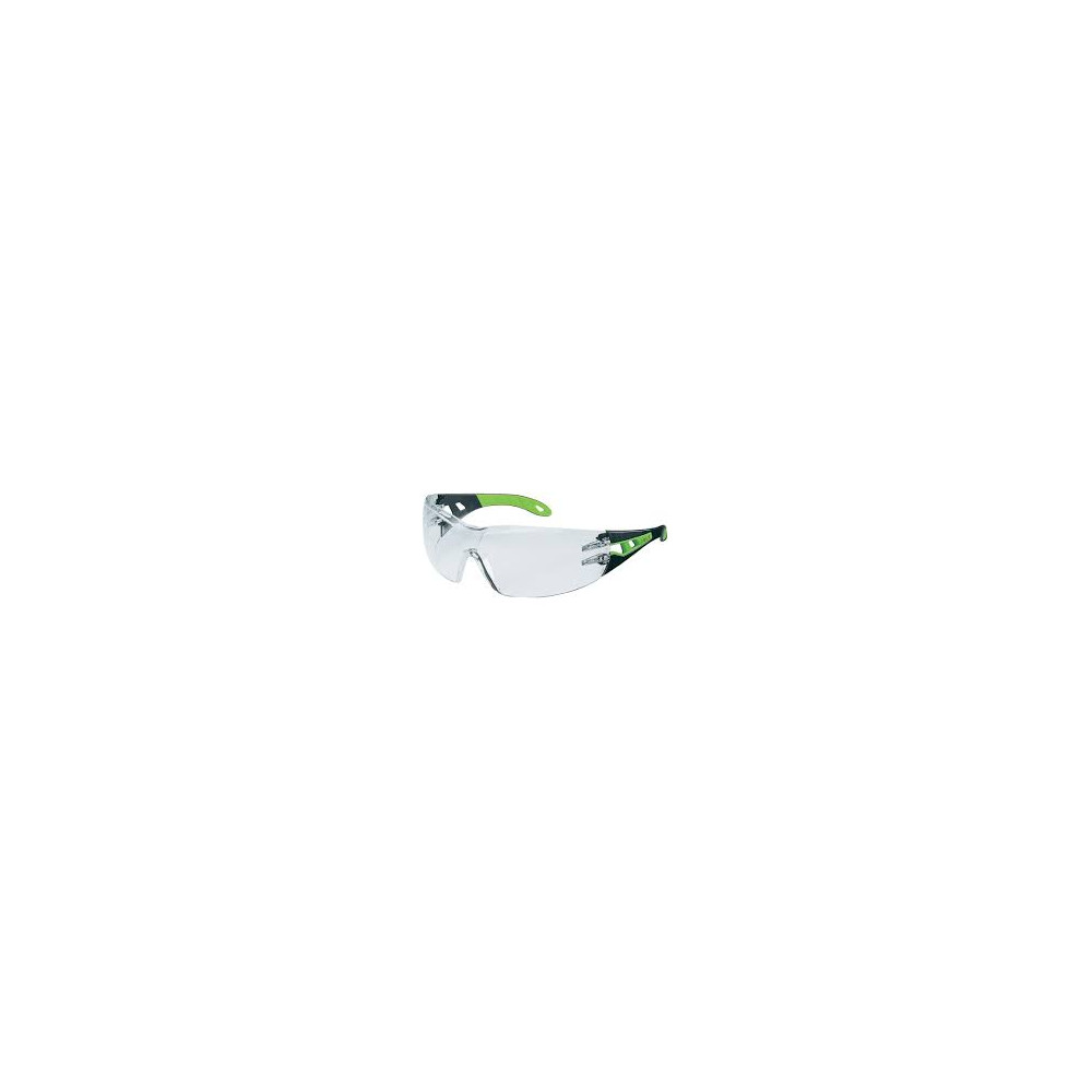 Safety glasses Uvex Pheos, clear lens, supravision excellence (anfi scratch, anti fog) coating, black/green