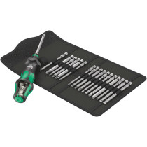 Wera Kraftform Kompakt Turbo 1 kruvikeeraja käepideme ja 89mm SL+PH+PZ+TORX+HEX otsakute kmpl 18 osa