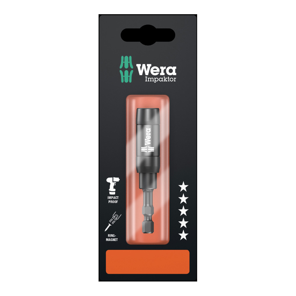 Wera 897/4 Impaktor 1/4" bit holder with magnet and retaining ring, 75mm