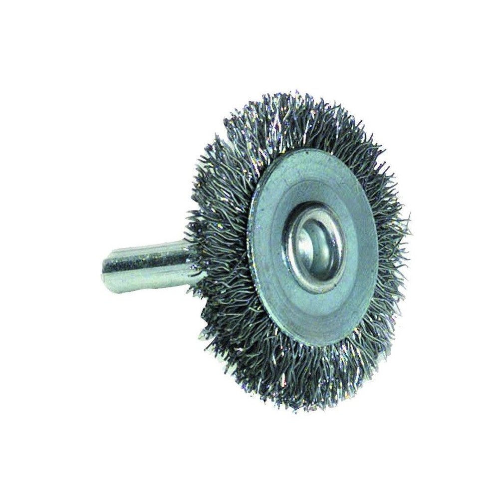 Wheel brush for drill, Ø50mm, crimped steel wire 0.35mm, shank 6mm