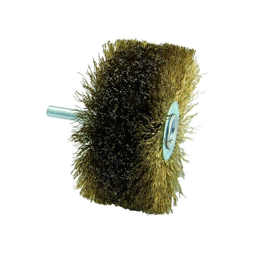 Brass steel wire brush for drill, 80mm, corrugated Ø0.25mm, 6mm shank