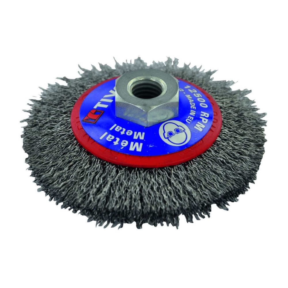 Steel wire brush for angle grinder, 100mm, Ø0.35mm, M14