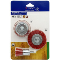 Set of nylon brushes for drill, Grit 80, 6mm shank