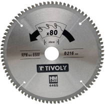 Circular saw blade 216x30x2.5/1.7mm, z80, 3°, (20mm adaptor), for non ferrous metals