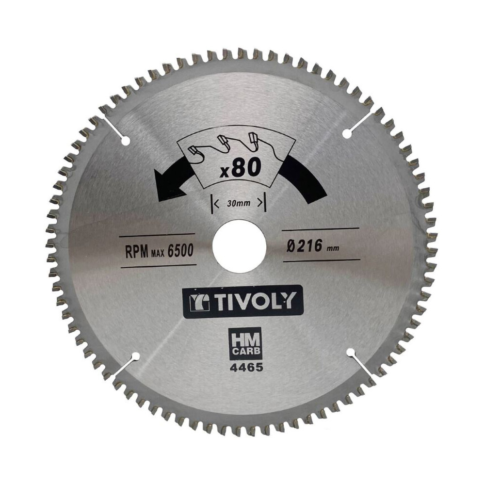 Circular saw blade 216x30x2.5/1.7mm, z80, 3°, (20mm adaptor), for non ferrous metals