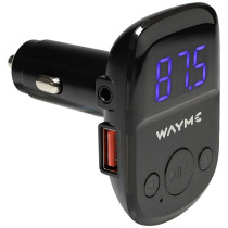 VOLTMEETER + 2XUSB KIIRLAADIJA + FM TRANSMITTER + HANDS FREE 12/24V 25W WAYME