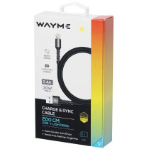 LAADIMISJUHE PÕIMITUD USB - LIGHTNING/APPLE 200CM WAYME