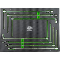 7-OS. KARDAANIGA T-KÄEPIDE PADRUNVÕTMETE KOMPL. 7-19MM, PU-PANEELIS JBM