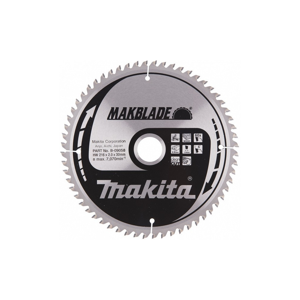 SAEKETAS 216X30X2,3MM 60T 5° RISTI, CLEAN CUT MAKITA