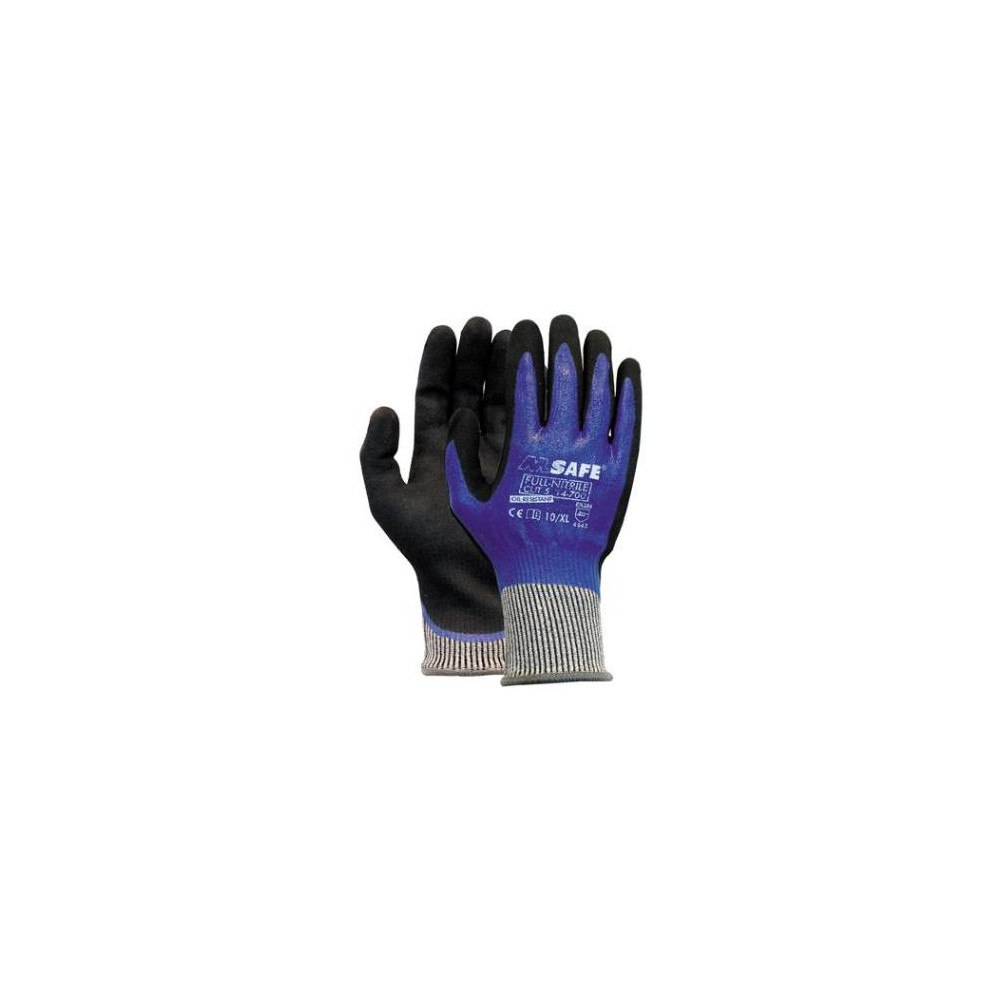 Safety gloves with level 5/D cut resistance M-Safe Full-Nitrile Cut 5 14-705, nylon/lycra/HPPE/glass fiber, full nitrile coating