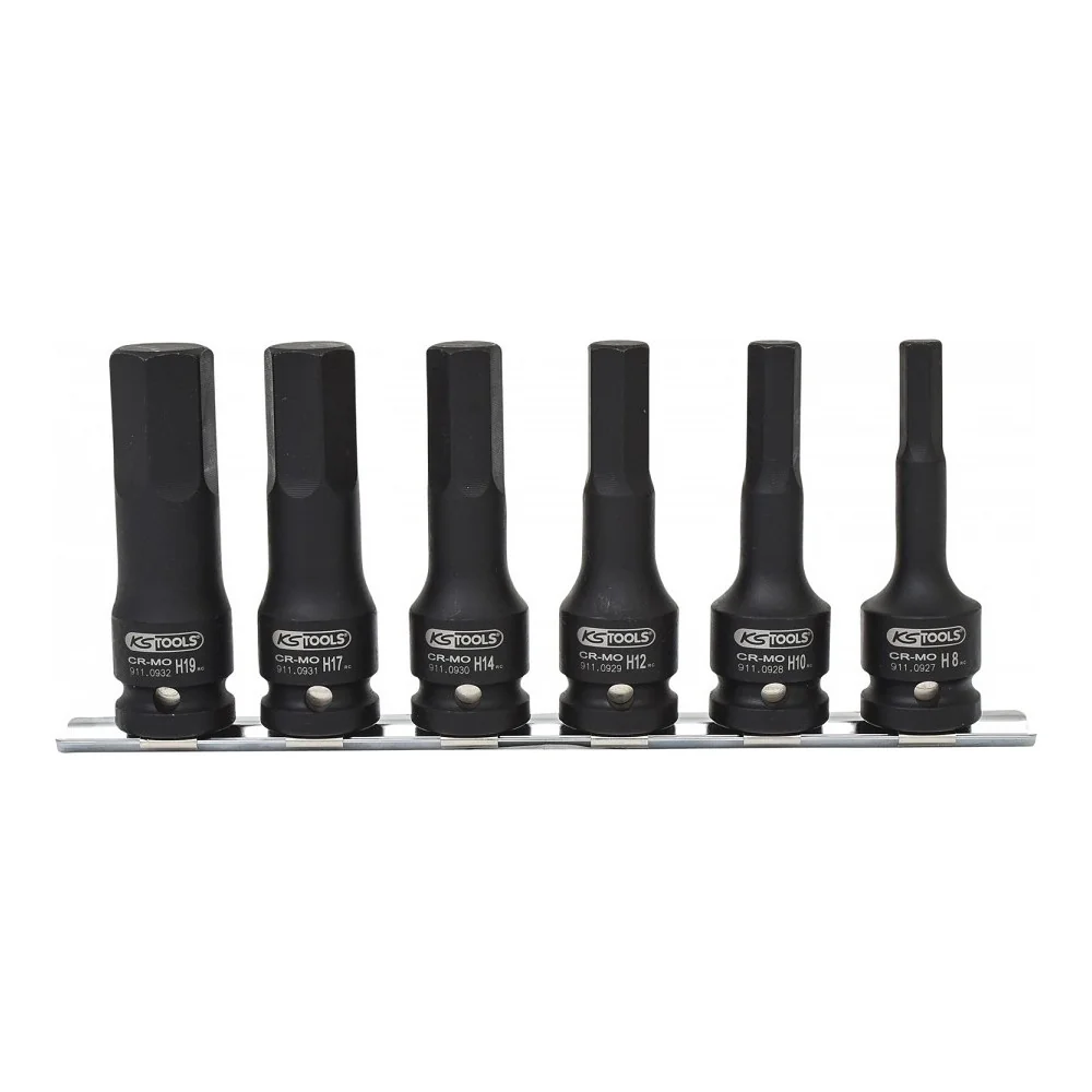 6-OS. 1/2" PIKKADE LÖÖK-KUUSKANTOTSIKUTE KOMPL. 8-19MM, SIINIL KS TOOLS