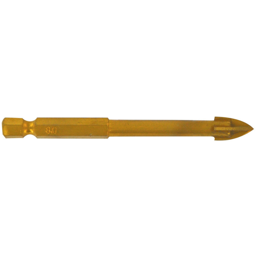 Glass drill bit with 4 cutting edges, 1/4" HEX shank, Ø5mm