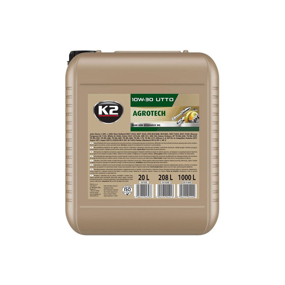 K2 10W30 AGROTECH 20L UTTO (HÜDRAULIKA+KAST)