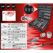 216-OS. 1/2"+3/8"+1/4" TÖÖRIISTAKOMPLEKT 4-32MM KS TOOLS