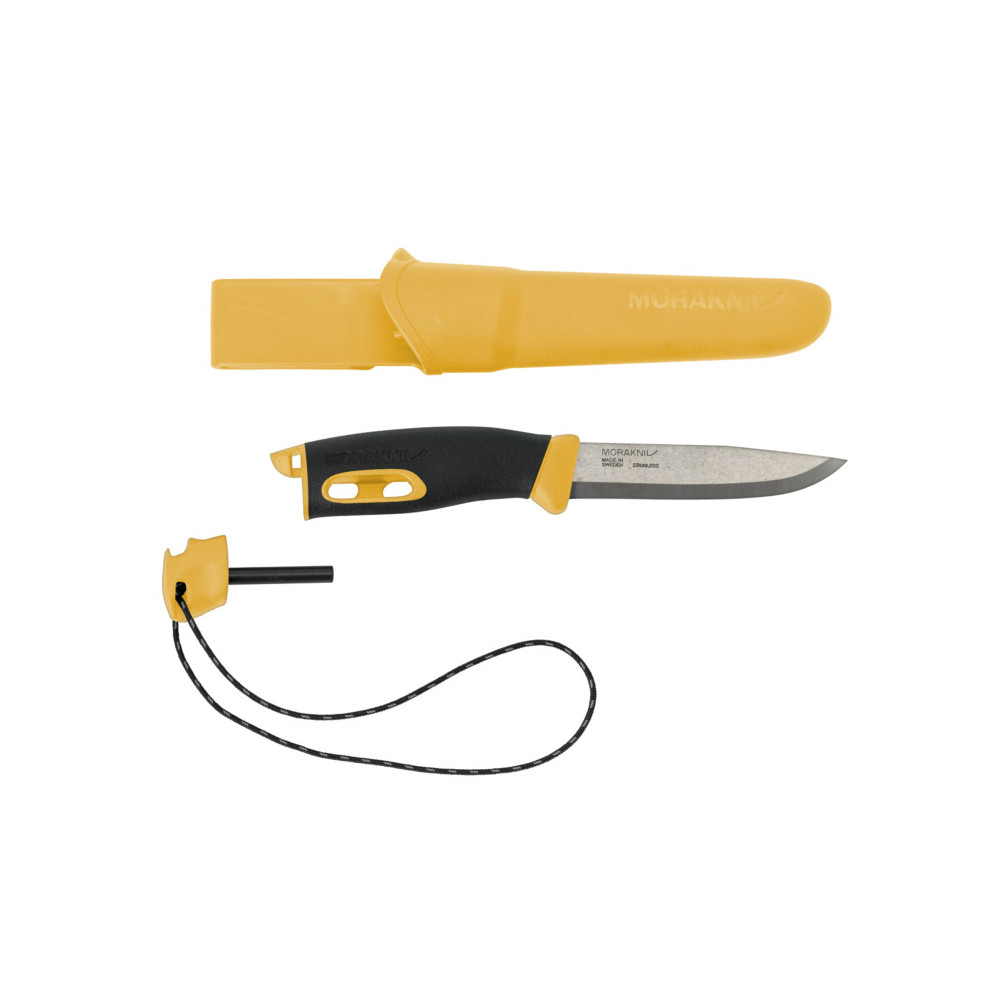 Outdoor sports knife Companion spark (S), 104mm, yellow, with fire starter