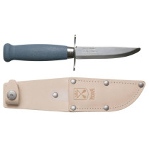 Kids knife Morakniv Scout 39 Safe, leather sheath and double finger guard, Blueberry