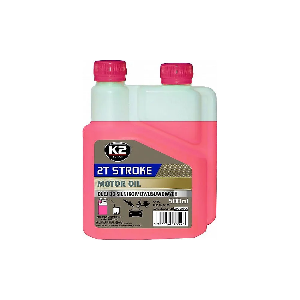 K2 2T STROKE OIL 2T MOOTORIÕLI PUNANE 500ML (POOLSÜNT.)