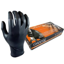 Disposable nitrile gloves M-Safe Grippaz 246BK, 50pcs box, 0,15mm thick, black, size 10/XL