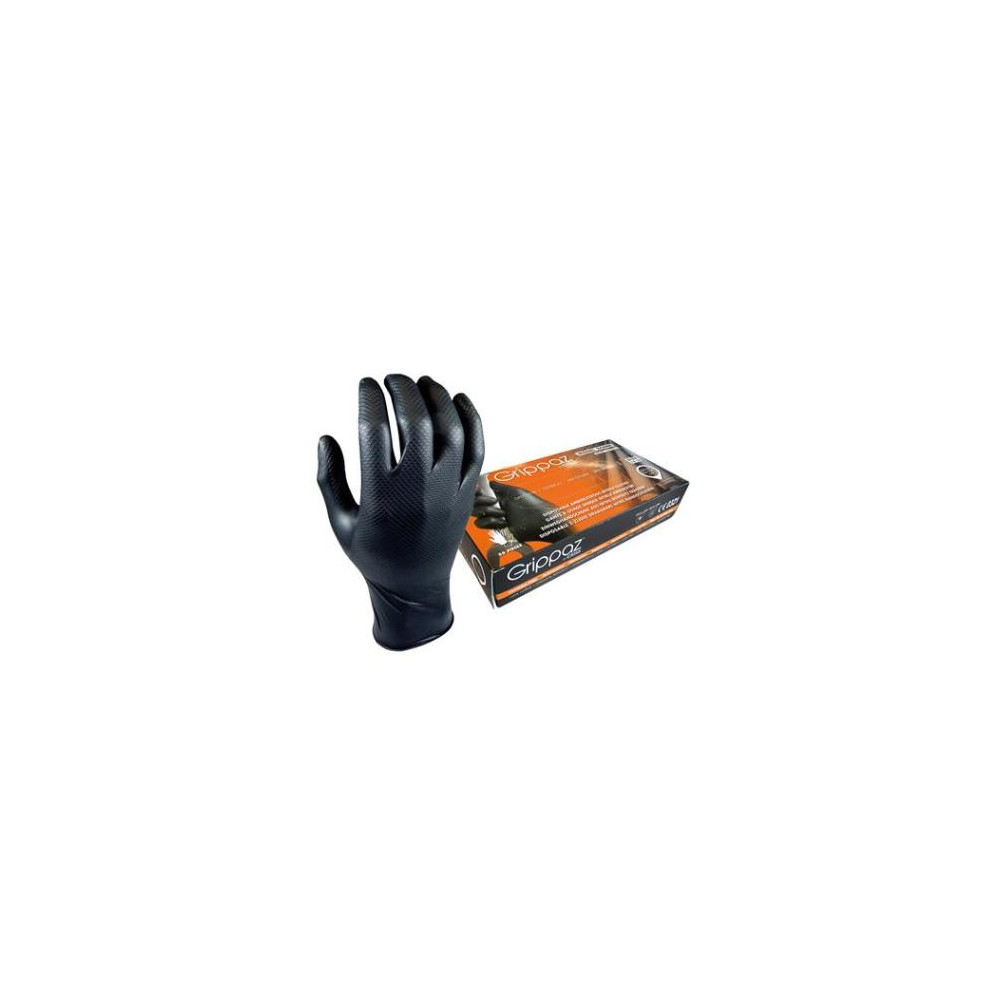 Disposable nitrile gloves M-Safe Grippaz 246BK, 50pcs box, 0,15mm thick, black, size 10/XL